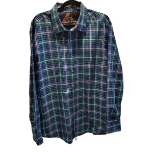 Robert Graham Blue & Green Plaid Long Sleeve Button-up shirt, 3XL